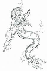 Mermaid Warrior Coloring Pages Deviantart Mermaids Staino Fantasy Creatures Drawings Scary Adult Ocean Tattoo Beautiful Warriors Siren Color Colouring Choose sketch template