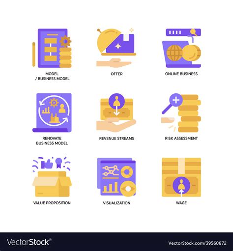 business model canvas icons set royalty  vector image