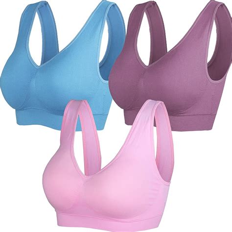 cabales women s 3 pack seamless wireless sports bra with removable pads