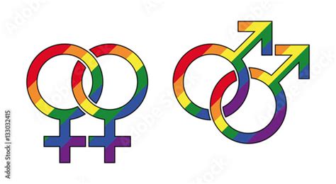 gay male and lesbian symbol with rainbow colors interlocked gender
