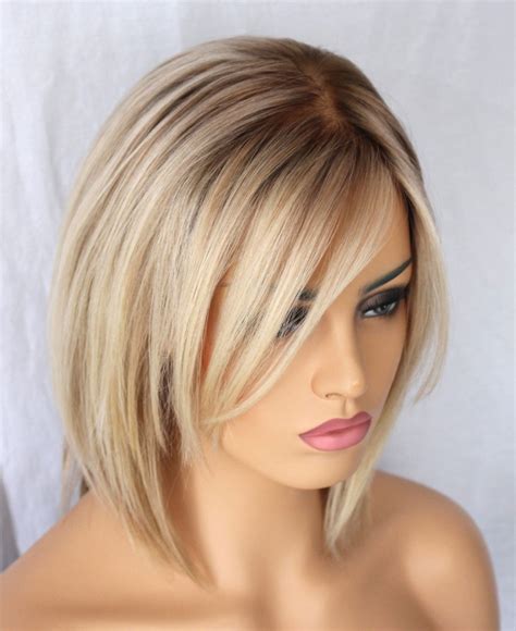 Hot Indian Ombre Blonde Human Hair Short Bob Wig For White