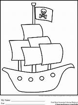Ship Pirate Coloring Pages Kids Printable Template Simple Sheets Ships Drawing Colouring Boat Print Pirates Color Skabeloner Cartoon Theme Map sketch template