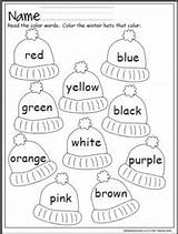 Worksheets Preschool Activities Printable Kindergarten Color Words Alphabet Spelling Winter Hats Colorful Teacher Number sketch template