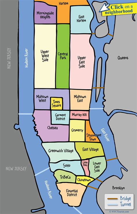 nyc neighborhood map map   york city neighborhoods nyctourist