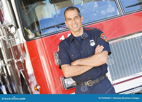 portrait   firefighter   fire engine stock photo image  emergencies portrait