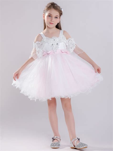 Flower Girl Dress With Lace And Rhinestone
