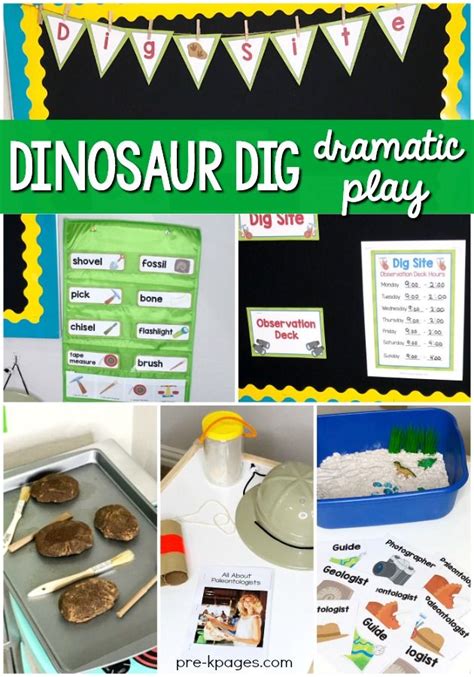 dinosaur dig site dramatic play center for preschool dramatic play