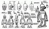 Coloring Bender Futurama Draw Sketch Character Sheet Pages Model Drawing Coloringhome Graphic Popular Choose Board Turnaround sketch template