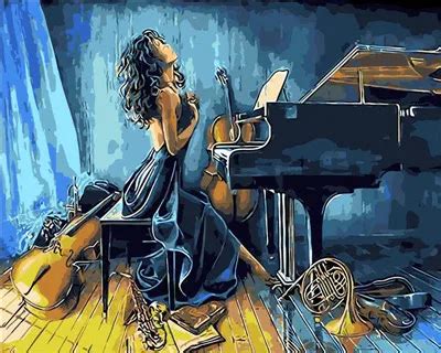 colorful jazz musician rock roll oil painting pictures  numbers digital picture coloring