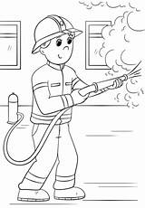 Firefighter Coloring Cartoon Pages Fire Fighter Printable Firefighters Kids Drawing Sheets Helpers Book Colorings sketch template