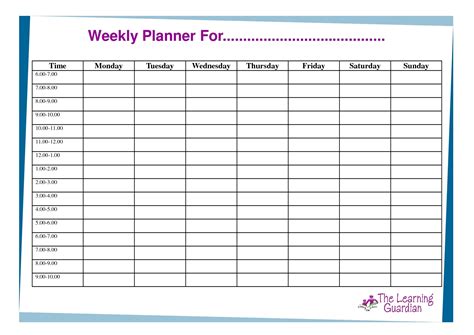 blank schedule sheet  times