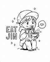 Bts Coloring Pages Kpop Jin Chibi Eating Print Colouring Printable Color Cute Pop Drawings Kawaii Coloringbay Getcolorings Fanart Visit Choose sketch template