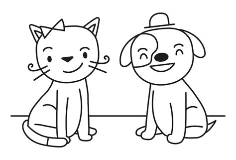 dog  cat coloring page  printable