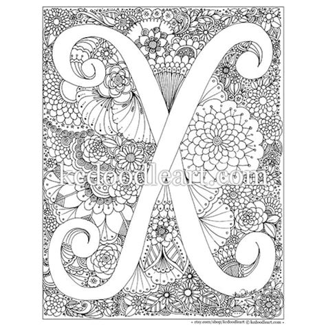 instant digital  letter  adult coloring page etsy