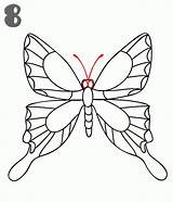 Leptira Korak Nacrtati Crtanje Krila Butterflies šare Antennae Dodajte Završne Gornjem Dnu sketch template