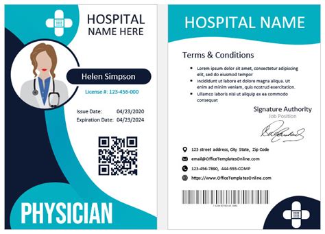 hospital id card templates formats  ms word