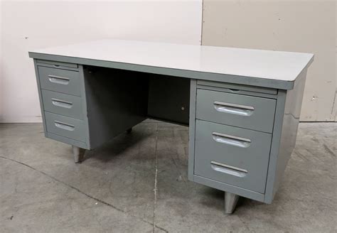 gray metal desk  drawers madison liquidators