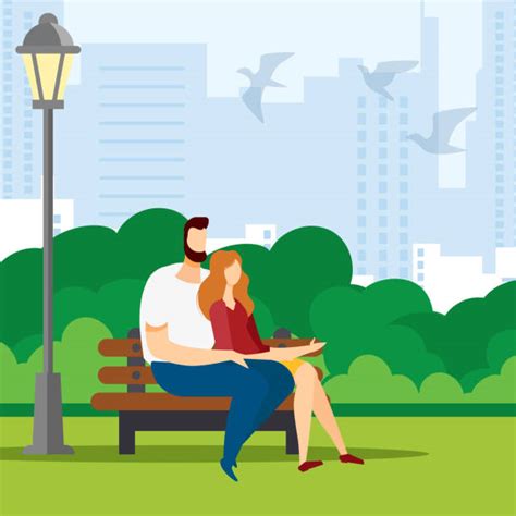 drawing of two people sitting on a bench illustrations