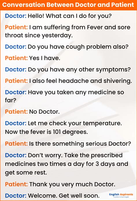write  conversation  doctor  patient  examples