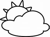 Cloudy Outline Clip Clipart Clker Drawing Weather sketch template