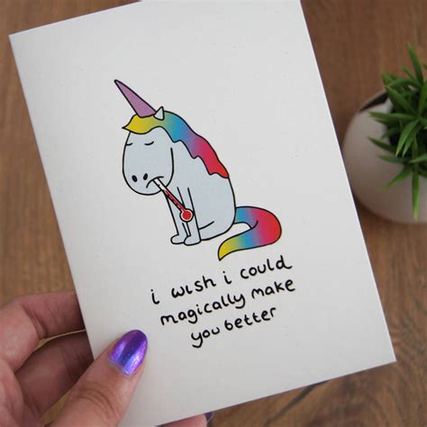 Unicorn Get Well Soon Card By Ladykerry Illustrated Ts