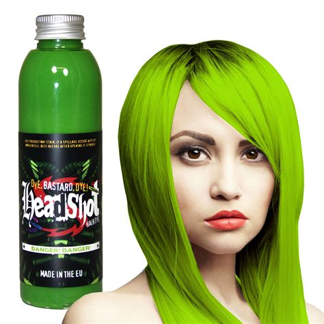 neonove zelena barva na vlasy danger danger  ml headshot