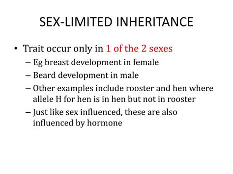 Ppt 4 X Linked Genes Sex Influenced Inheritance Sex Limited