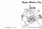 Card Coloring Happy Mother Pages Mothers Printable Drawing Crafts sketch template