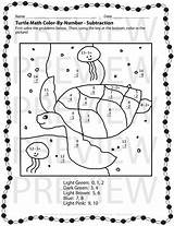 Turtle Puzzles Color Math Number Preview Puzzle Subtraction Den Then First sketch template