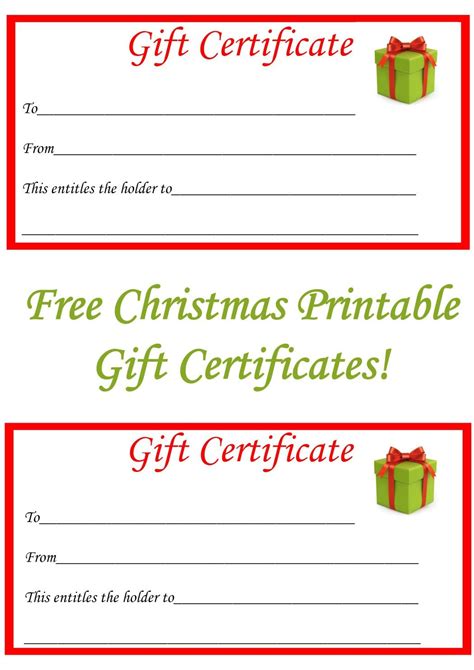 christmas printable gift certificates  christmas gifts