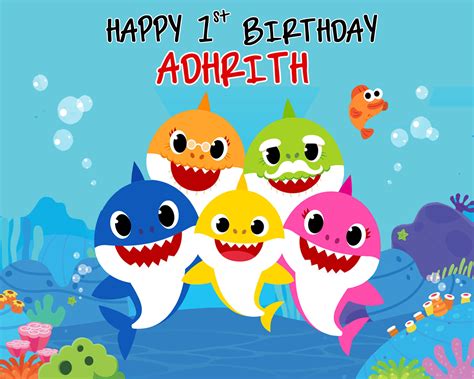 baby shark birthday banner banners signs paper party supplies