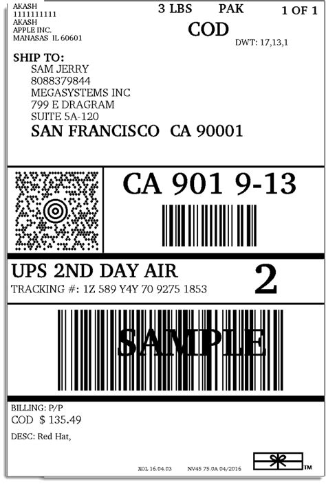 ups shipping label template labels design ideas