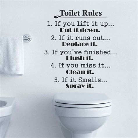 Muursticker Toilet Rules Muurstickers Citaat Muursticker Ambiance