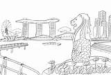 Merlion Singapore Colouring Coloring Pages Template sketch template