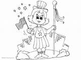 Coloring Patriotic Girl Pages Flag Hat Kids Printable sketch template
