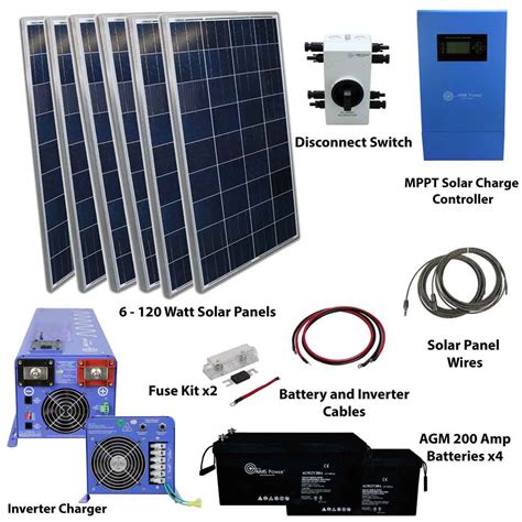solar kit watt  grid system inverter charger panels   battery haus garten