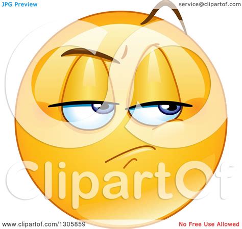 clipart of a yellow smiley face emoticon with a jealous expression royalty free vector