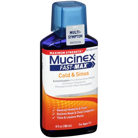 mucinex fast max adult cold sinus liquid  fl oz walmartcom
