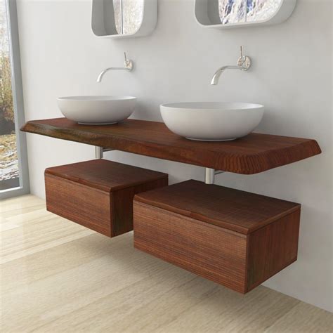 mensola  lavabo mobili bagno legno massello scortecciato