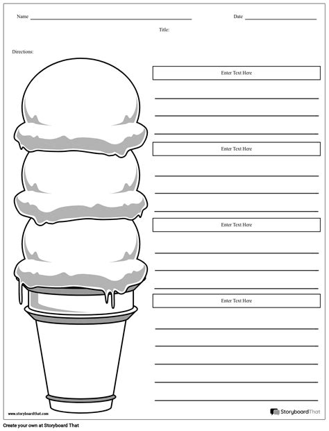 ice cream cone paragraph storyboard  worksheet templates