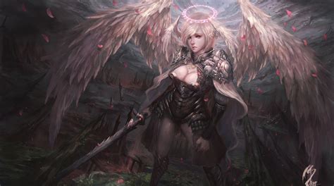 warrior women fantasy art angel sword artwork wallpapers hd desktop and mobile backgrounds