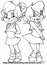 Twins Coloring Alvin Chipmunks Pages Girls Brittany Chipmunk Bella Drawings Cartoon Clipart Color Template sketch template