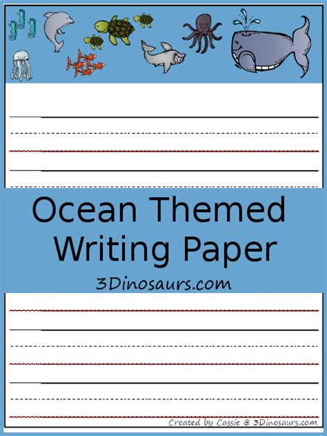 ocean themed writing paper  dinosaurs