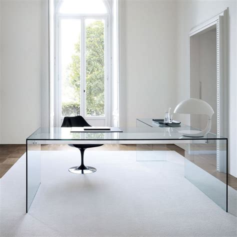 air glass desk   gallotti radice klarity glass furniture