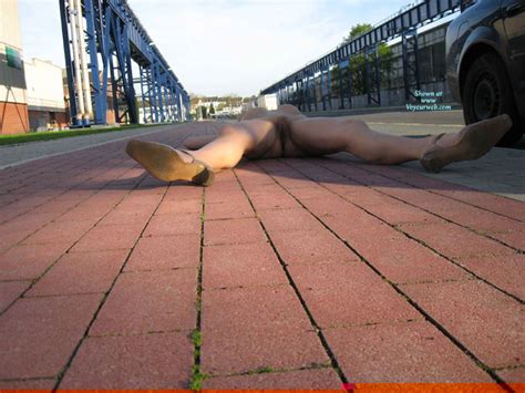 Exhibitionist Lying On The Sidewalk May 2008 Voyeur