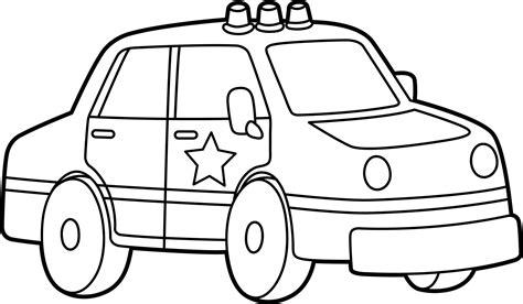 police car coloring page isolated  kids  vector art  vecteezy