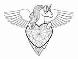 Unicorno Unicorni Cuori Faccia Prezioso sketch template