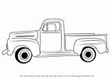 Truck Draw Vintage Drawing Step Old Coloring Ford Pickup Pages Sketch Pick Outline Trucks Red Drawings Christmas Classic Drawingtutorials101 Cartoon sketch template