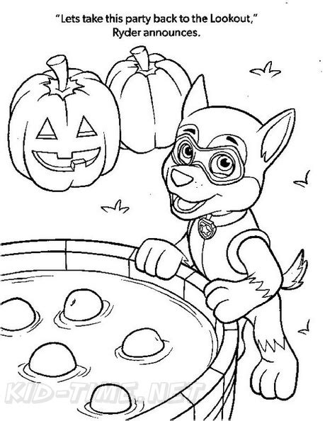 paw patrol halloween coloring book page