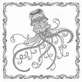 Coloring Ocean Jellyfish Lost Pages Mandala Basford Johanna раскраски источник sketch template